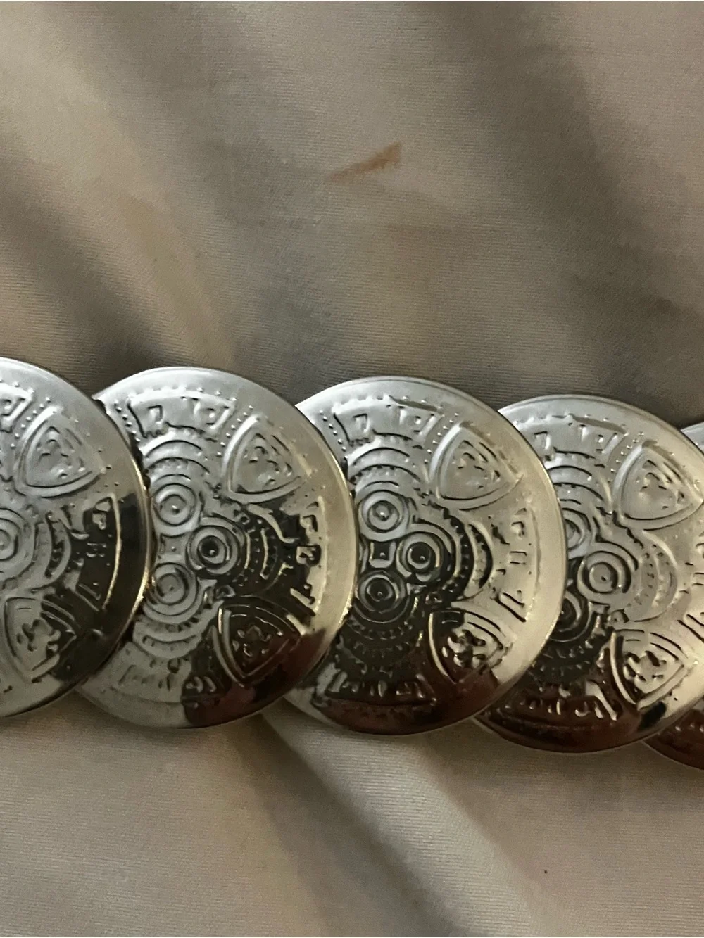 Vintage Silver Coin Stretch Belt Boho Festival Statement Disc one Size Fits Most